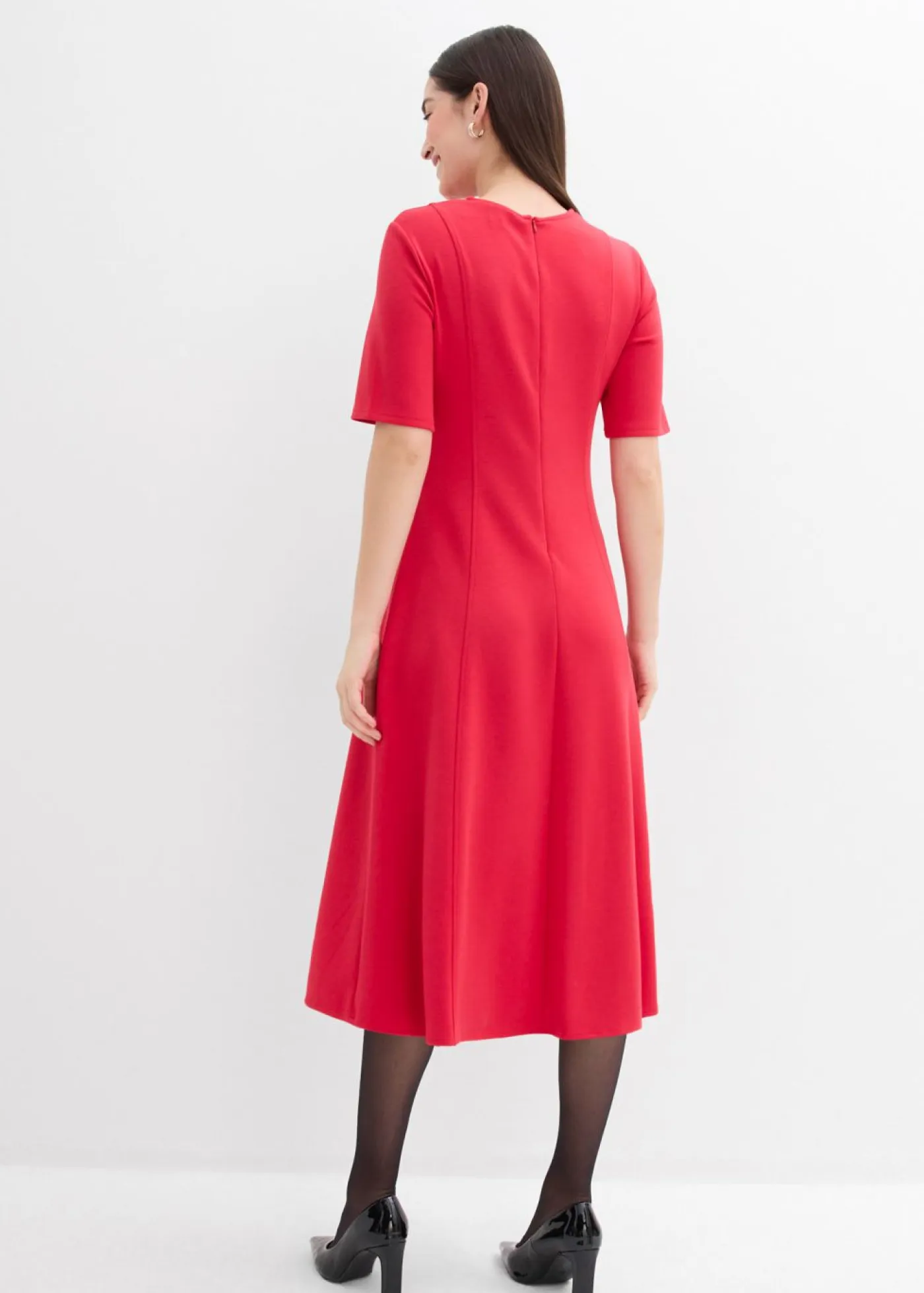 bonprix bonprix Esenciales|Vestidos>Vestido de punto de mezcla de viscosa fluida Rojo