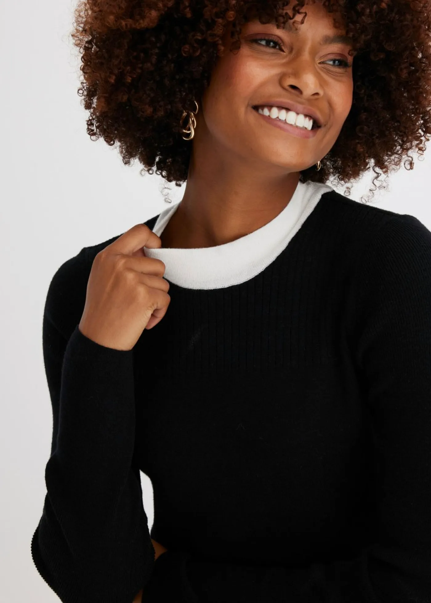 bonprix bonprix Vestidos|Ropa De Punto>Vestido de punto de mezcla de viscosa Negro-blanco