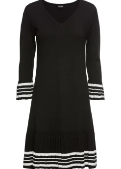 bonprix bonprix Vestidos|Ropa De Punto>Vestido de punto de mezcla de viscosa suave negro/crema suave con rayas