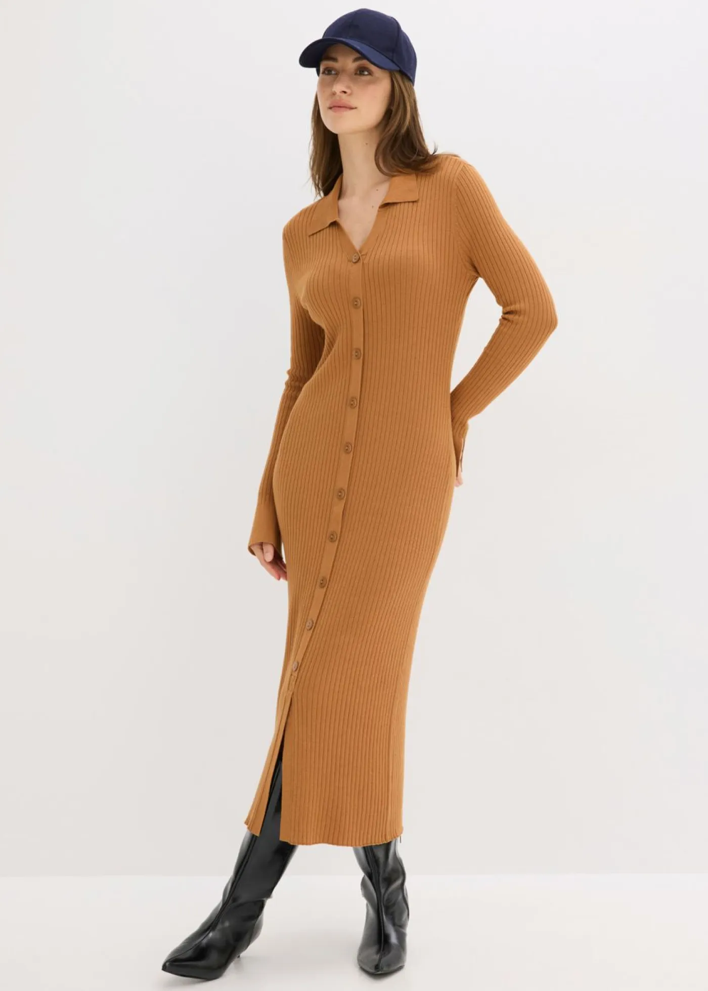 bonprix bonprix Vestidos|Ropa De Punto>Vestido de punto de mezcla de viscosa suave Avellana