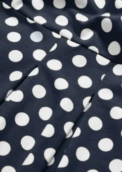 bonprix bonprix Vestidos>Vestido de punto de mezcla de viscosa azul marino-blanco lana de lunares