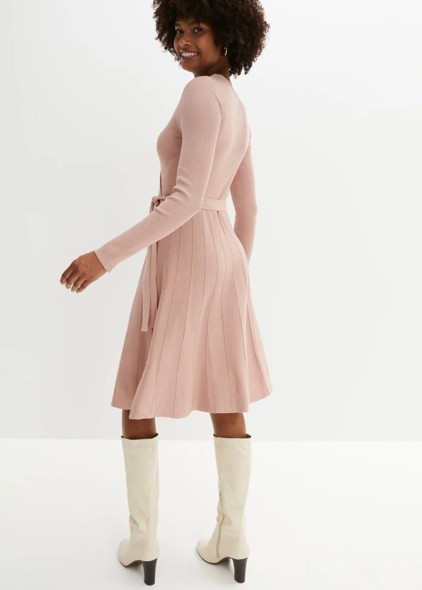 bonprix bonprix Vestidos|Ropa De Punto>Vestido de punto de mezcla de viscosa rosa pálido