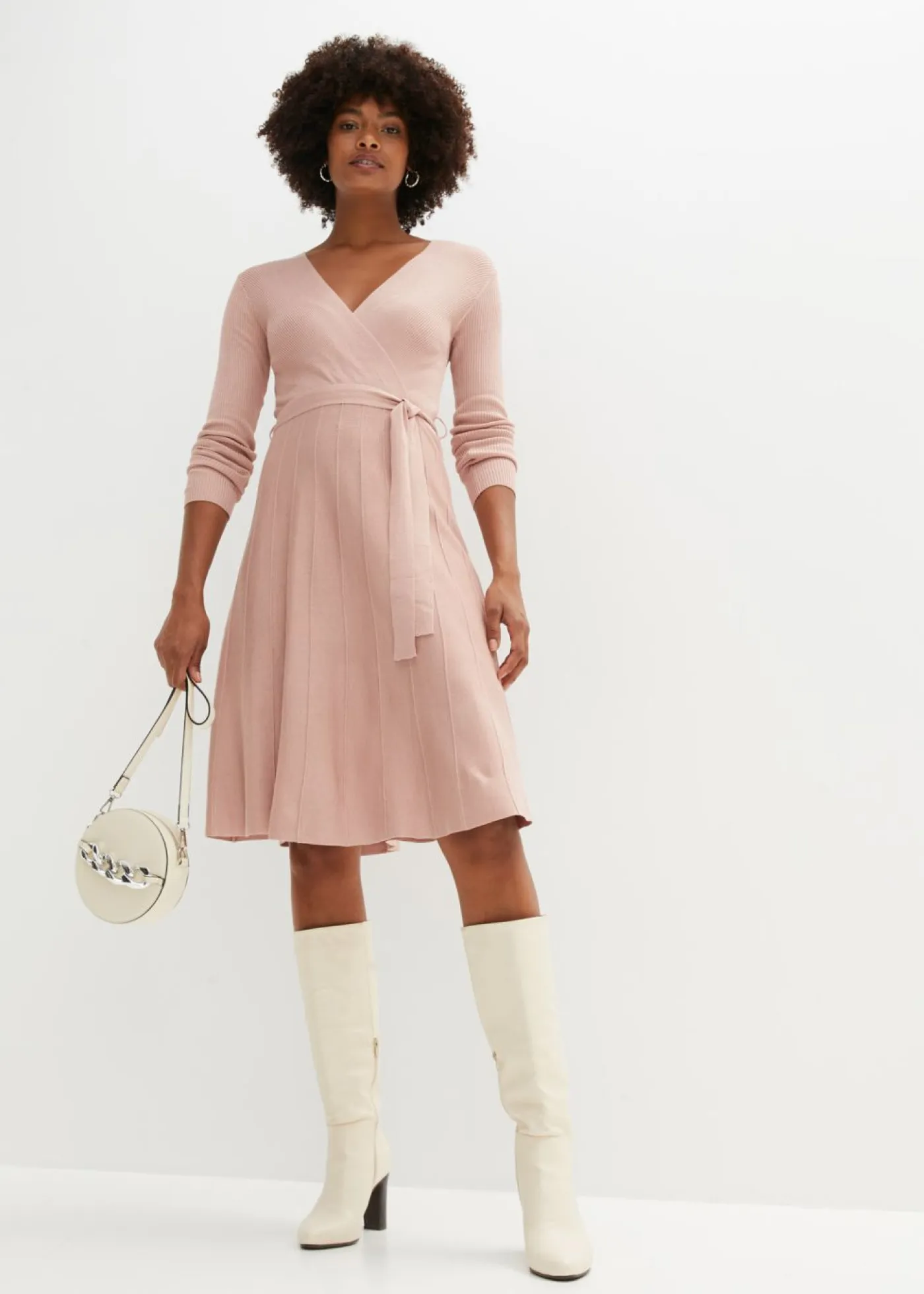 bonprix bonprix Vestidos|Ropa De Punto>Vestido de punto de mezcla de viscosa rosa pálido