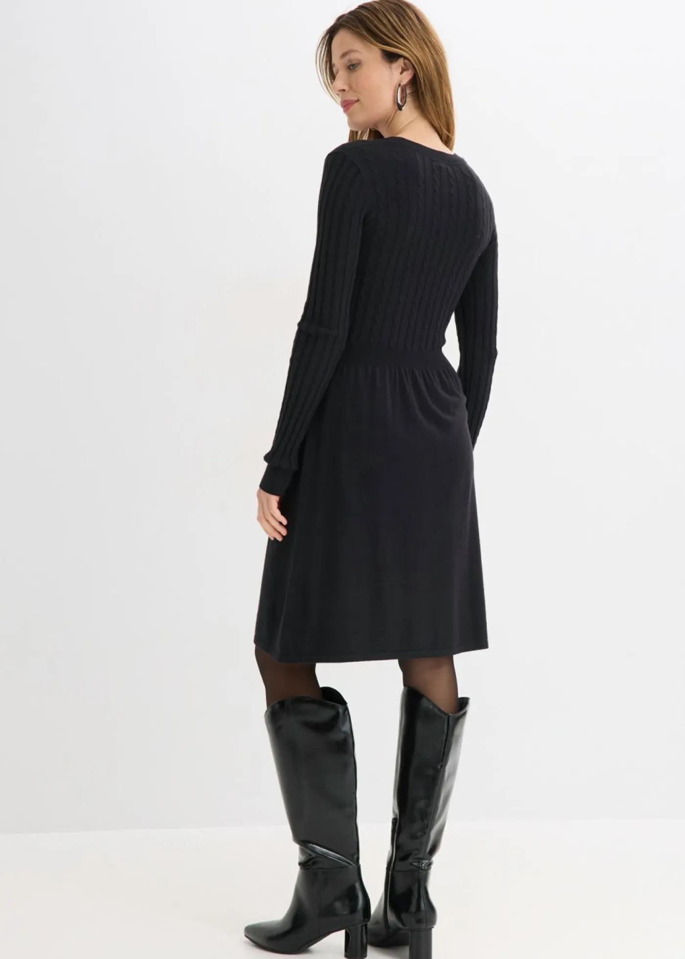 bonprix bonprix Vestidos|Ropa De Punto>Vestido de punto de mezcla de viscosa Negro