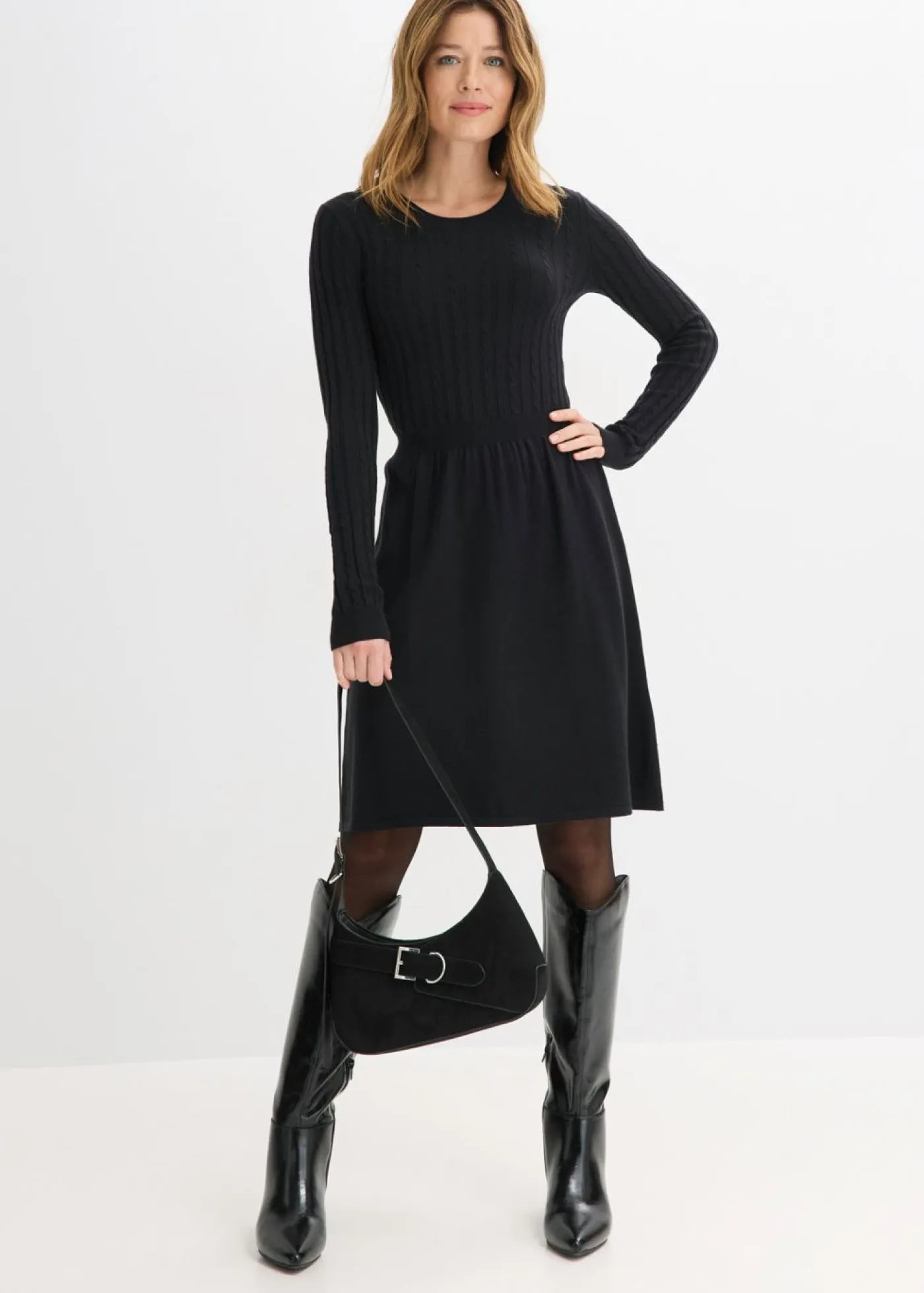 bonprix bonprix Vestidos|Ropa De Punto>Vestido de punto de mezcla de viscosa Negro