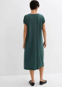 Mujer bonprix bonprix Vestido de punto de mezcla de viscosa con escote en V