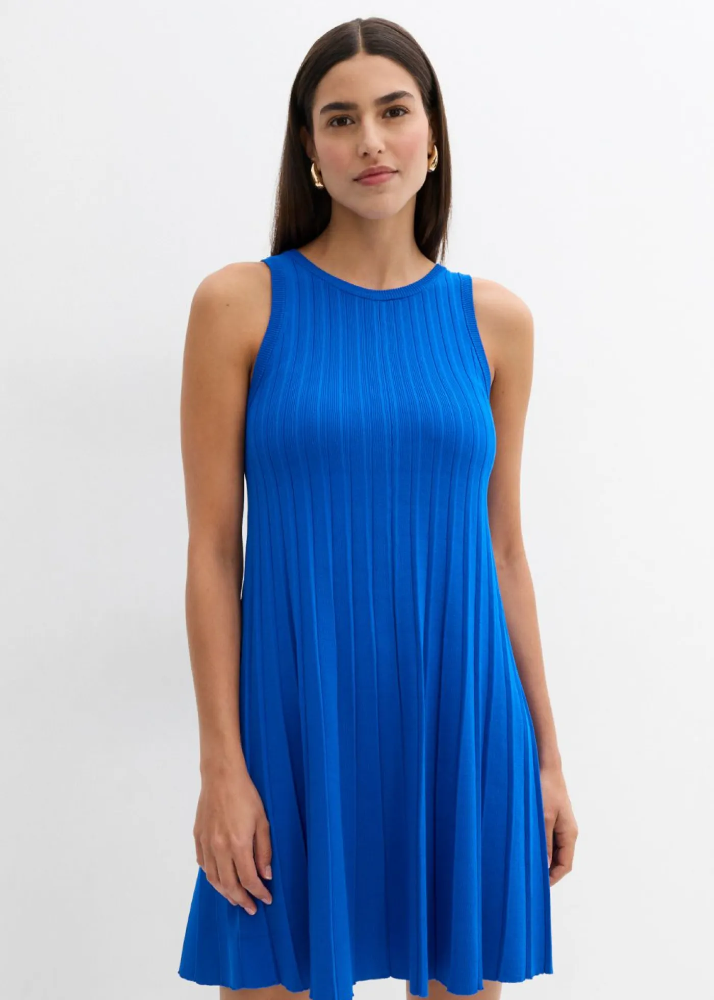 bonprix bonprix Esenciales|Vestidos>Vestido de punto de mezcla de viscosa con línea en A Azur