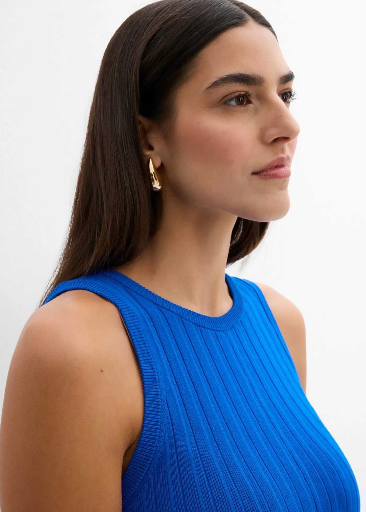 bonprix bonprix Esenciales|Vestidos>Vestido de punto de mezcla de viscosa con línea en A Azur