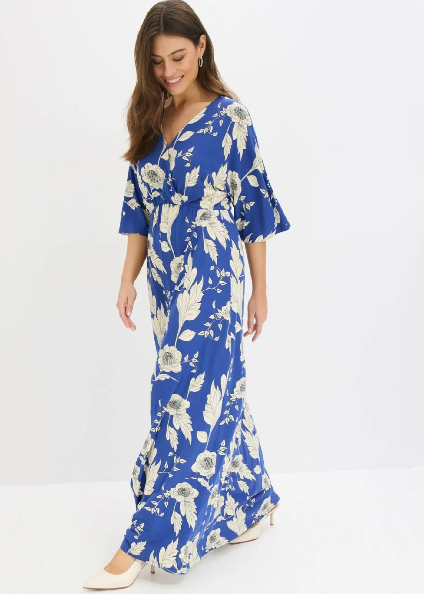 bonprix bonprix Vestidos|Novedades>Vestido de punto de suave mezcla de viscosa Azul-blanco