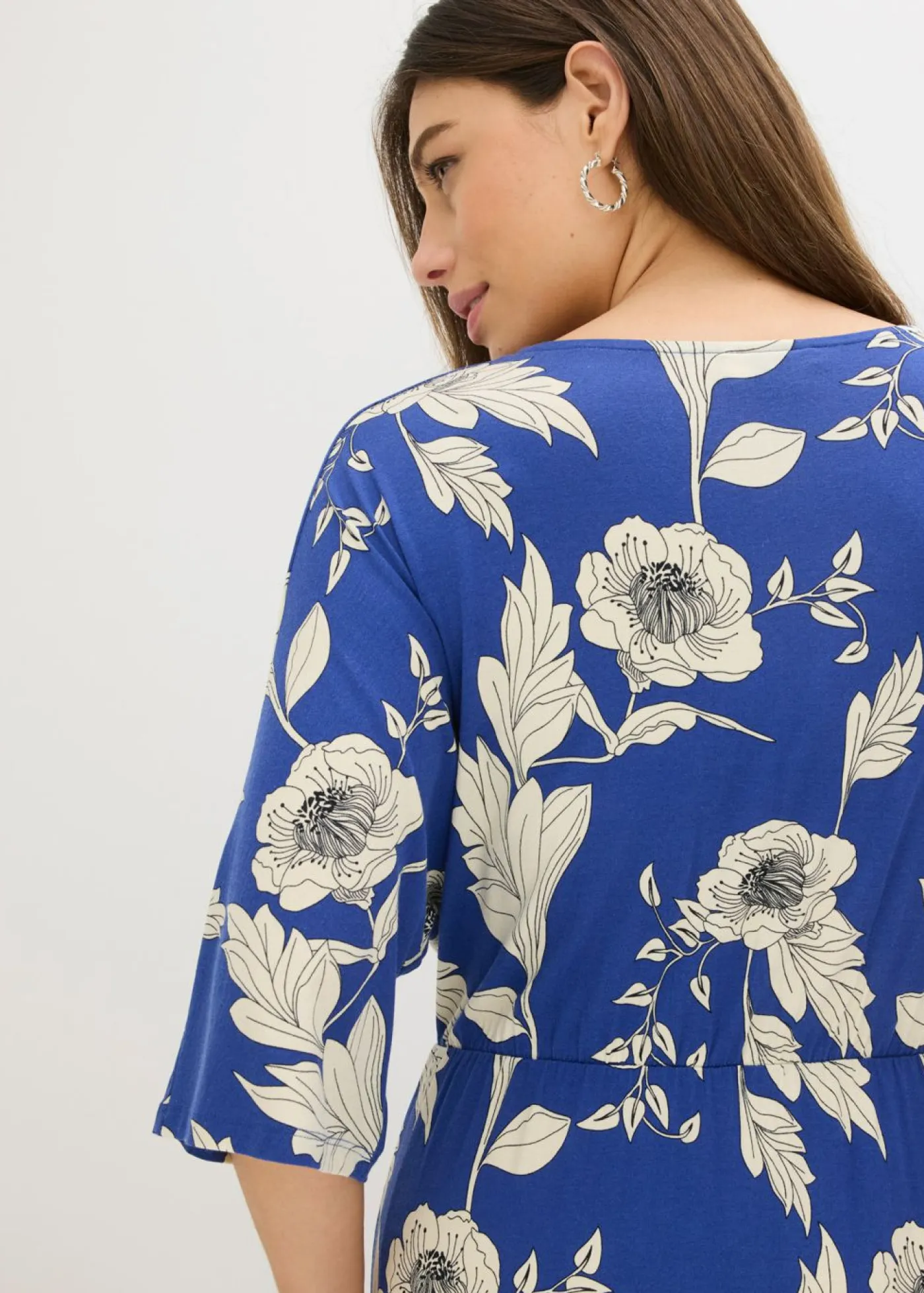 bonprix bonprix Vestidos|Novedades>Vestido de punto de suave mezcla de viscosa Azul-blanco