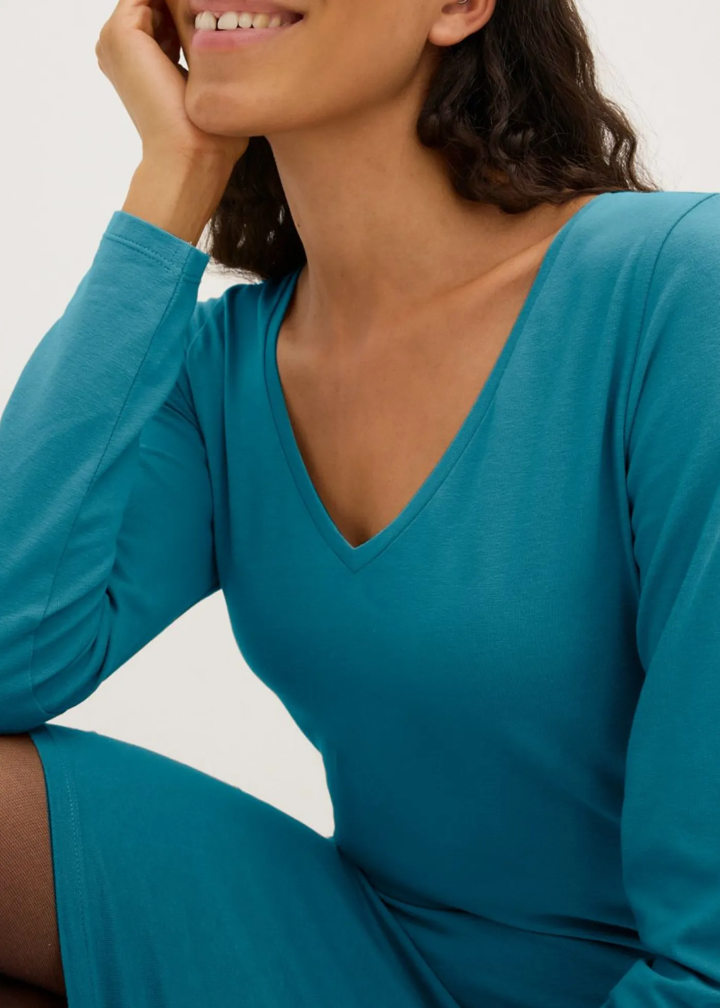 bonprix bonprix Básicos|Vestidos>Vestido de punto de viscosa (2 unidades) Rojo rubí/petróleo azul