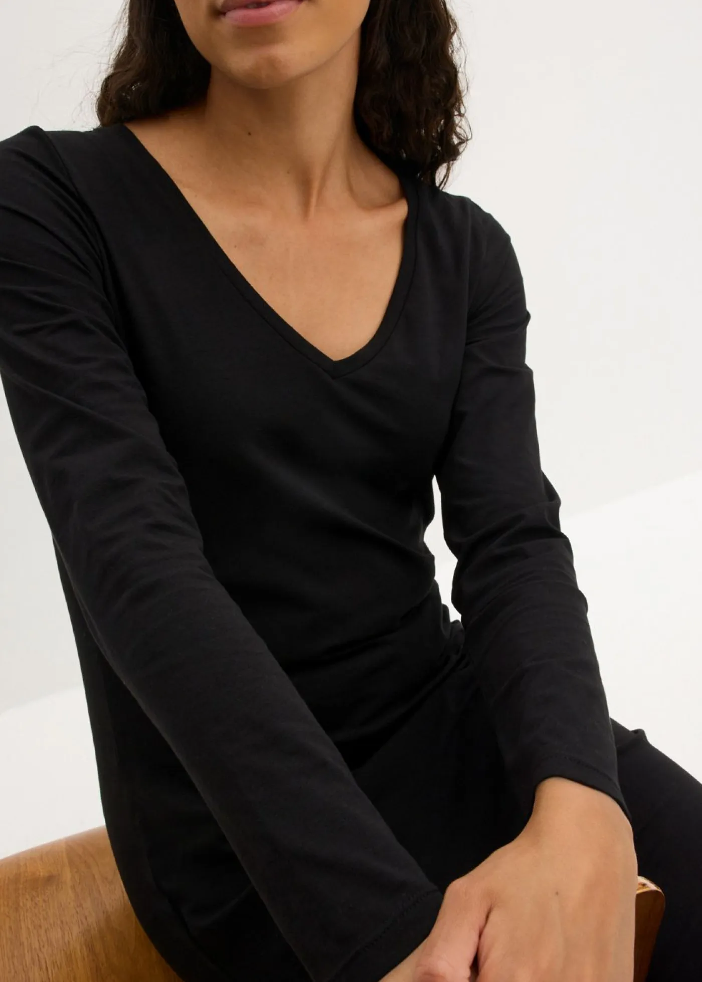 bonprix bonprix Básicos|Vestidos>Vestido de punto de viscosa (2 unidades) Negro-negro