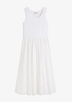 bonprix bonprix Vestidos>Vestido de punto en mezcla de materiales Blanco