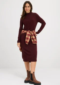 Mujer bonprix bonprix Vestido de punto fino con cuello alto