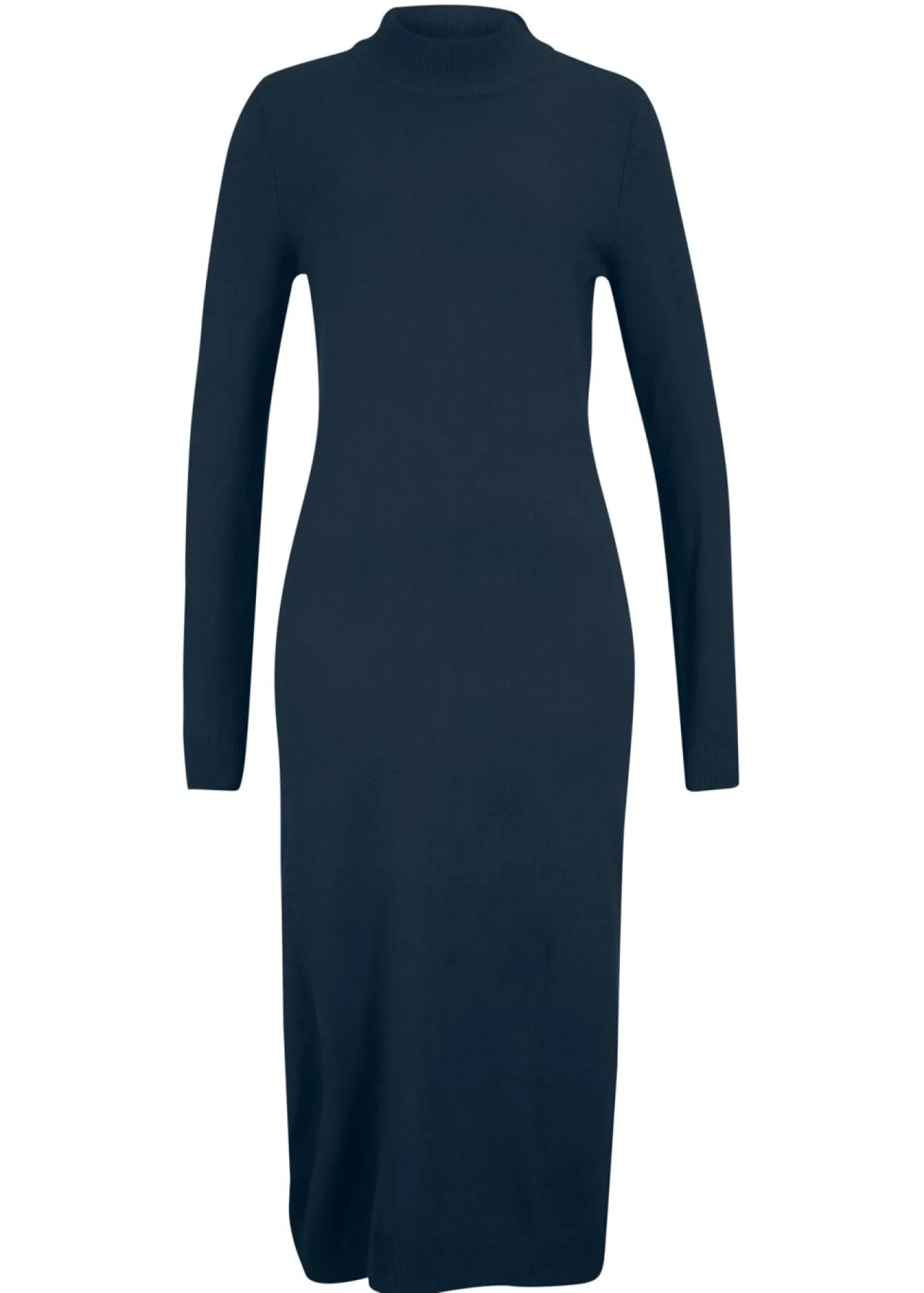 bonprix bonprix Básicos|Vestidos>Vestido de punto fino con cuello alto Azul oscuro