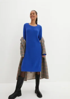 bonprix bonprix Vestidos|Ropa De Punto>Vestido de punto holgado de canalé Azul zafiro