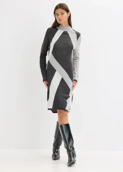 Mujer bonprix bonprix Vestido de punto jacquard con rayas modernas