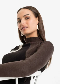 Mujer bonprix bonprix Vestido de punto jacquard con rayas modernas