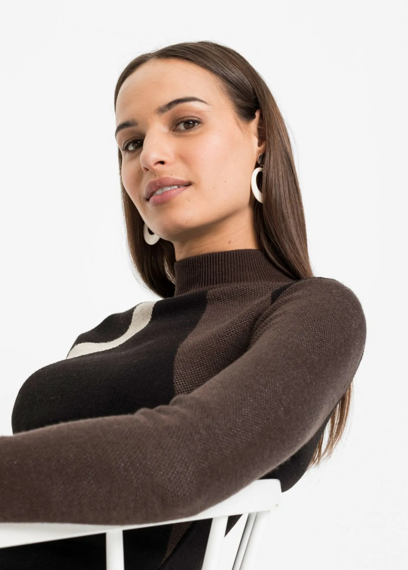 Mujer bonprix bonprix Vestido de punto jacquard con rayas modernas