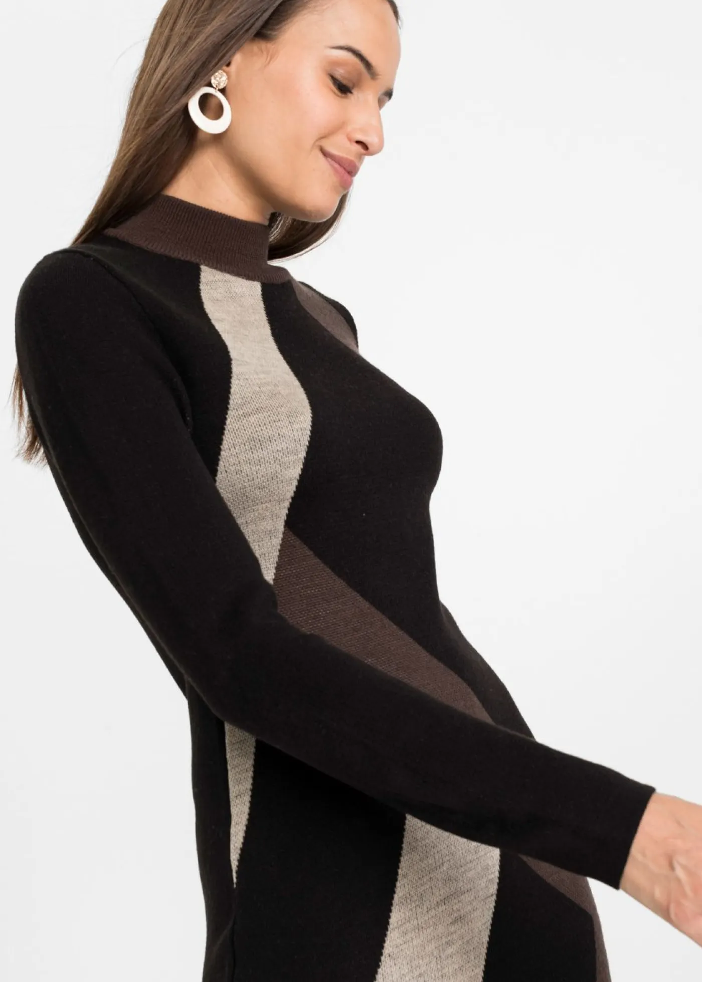 Mujer bonprix bonprix Vestido de punto jacquard con rayas modernas