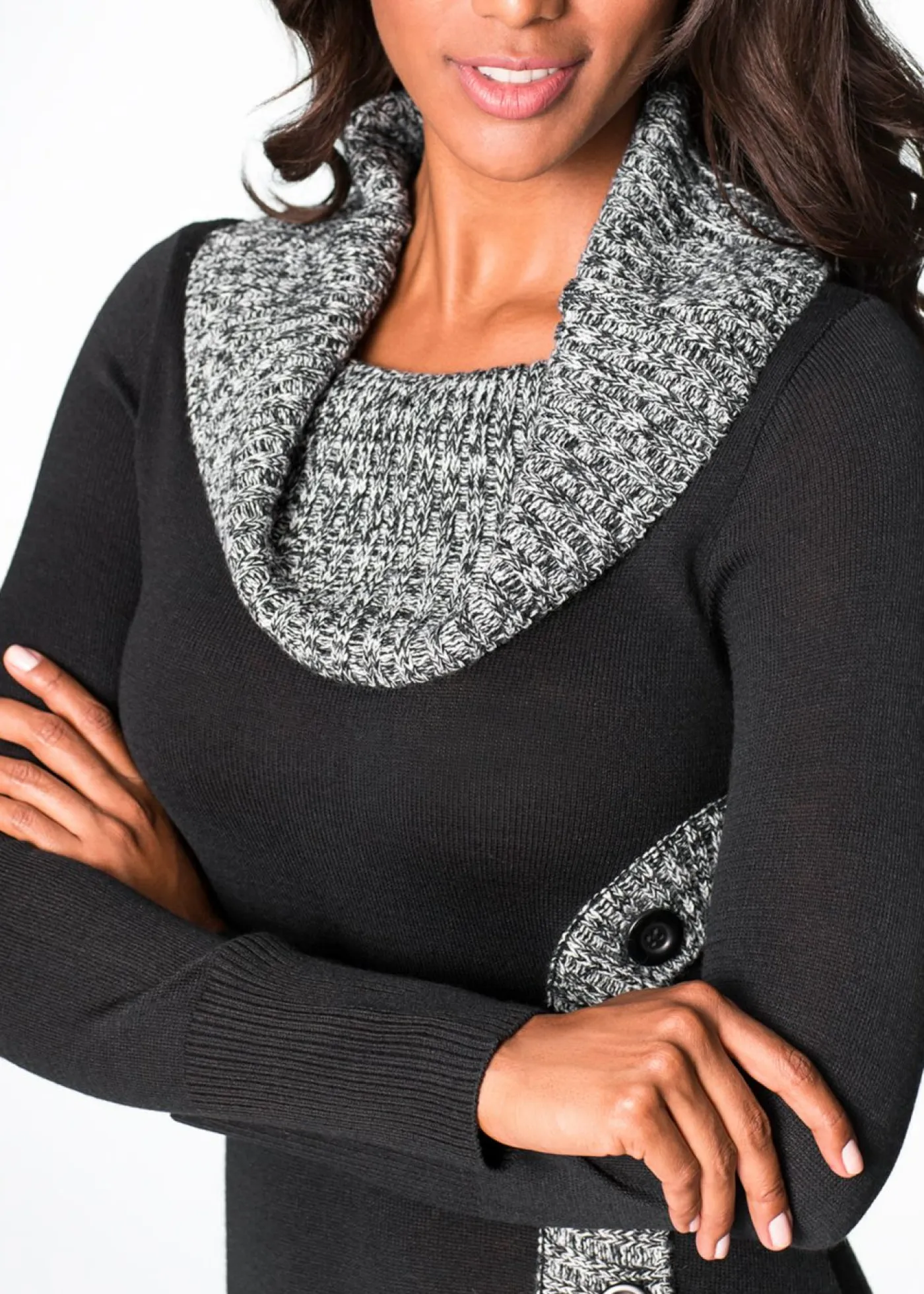 bonprix bonprix Vestidos|Ropa De Punto>Vestido de punto moteado Negro moteado