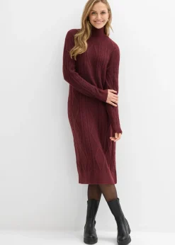 bonprix bonprix Vestidos|Ropa De Punto>Vestido de punto trenzado mora oscuro