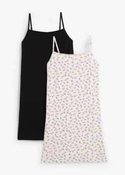 bonprix bonprix Ropa 9 A 16 Años·Vestidos Y Monos|Ropa 9 A 16 Años·Packs De Ropa>Vestido de punto (2 unidades) de mezcla de algodón elástico negro+orquídea claro