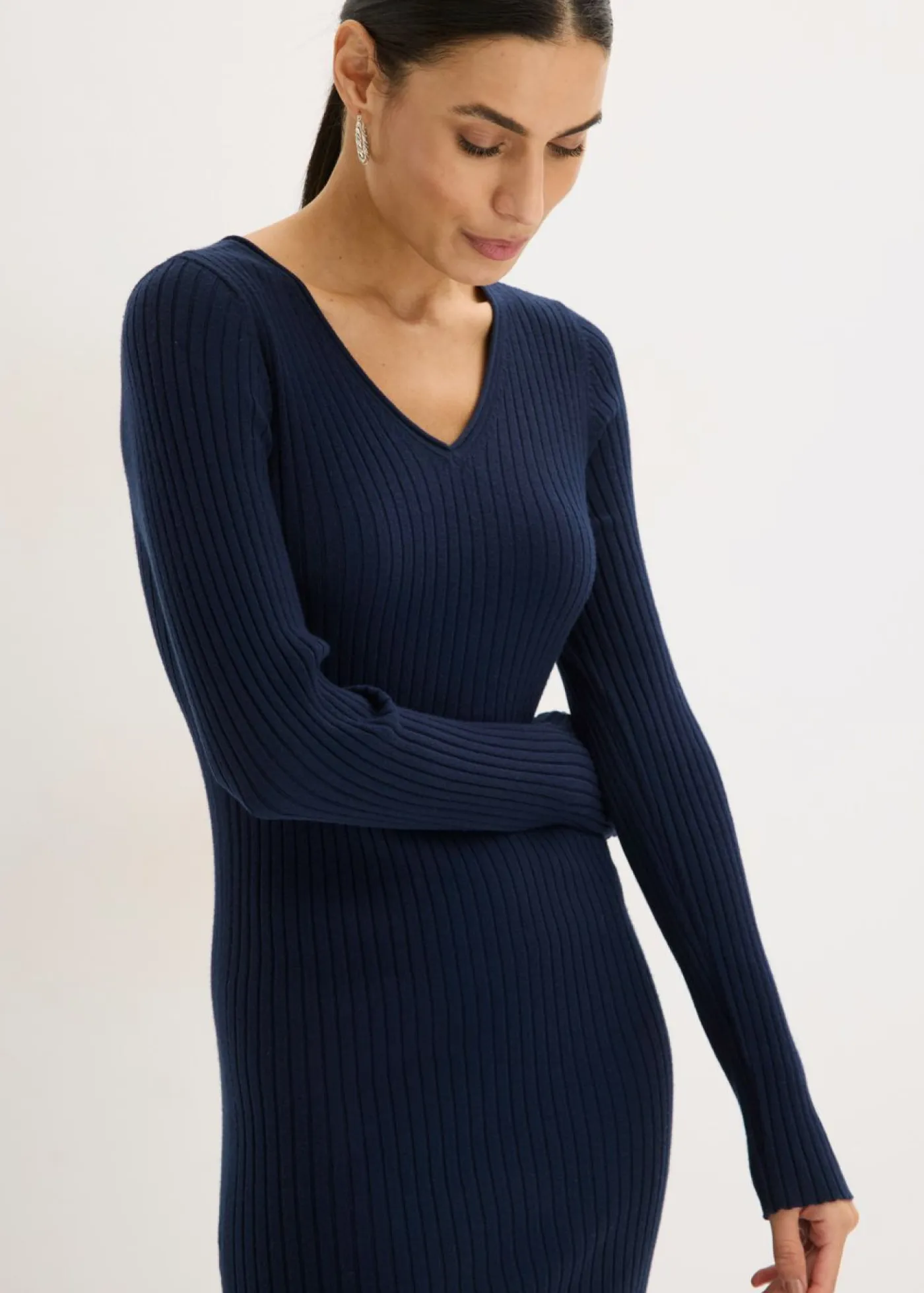 bonprix bonprix Vestidos>Vestido de punto y chaleco (2 piezas) Azul marino