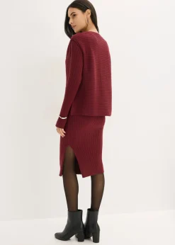 Mujer bonprix bonprix Vestido de punto y chaleco (2 piezas)