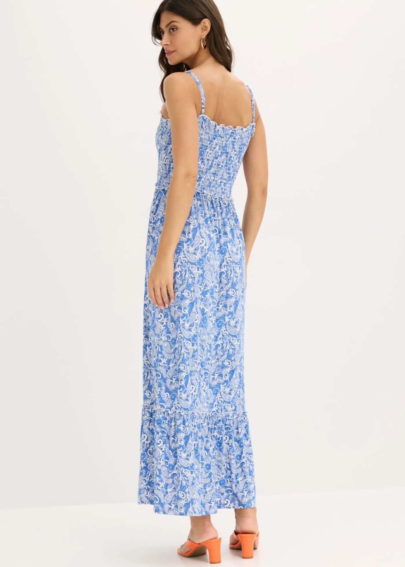 bonprix bonprix Vestidos>Vestido de tirantes de mezcla de viscosa Azul con patrón Paisley