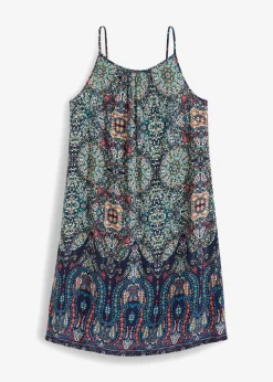 bonprix bonprix Vestidos>Vestido de tirantes de viscosa fluida Azul oscuro estampado