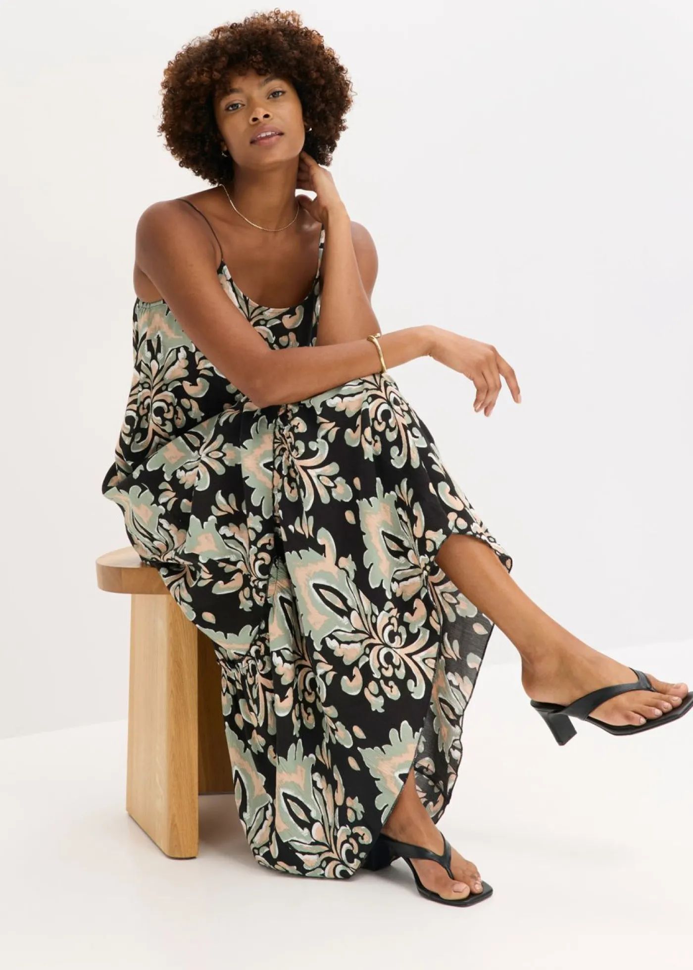 Mujer bonprix bonprix Vestido de tirantes de viscosa estructurada