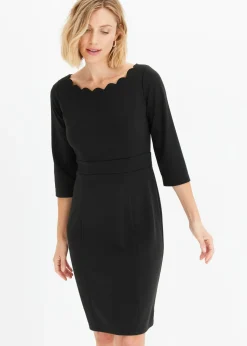 bonprix bonprix Vestidos>Vestido de tubo en Punto di Roma Negro