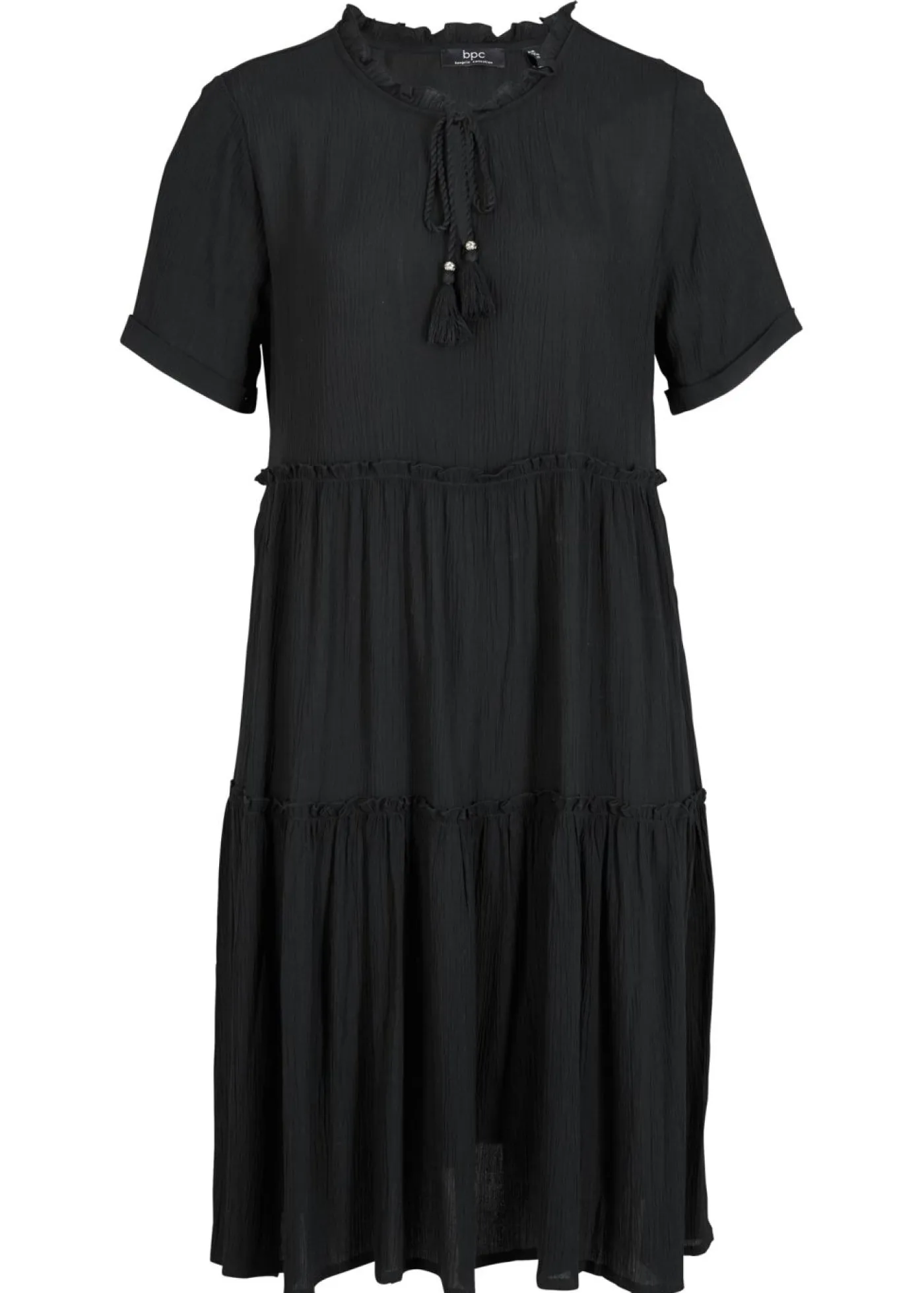 Mujer bonprix bonprix Vestido de viscosa arrugada hasta la rodilla con detalle en el escote