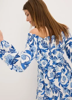 Mujer bonprix bonprix Vestido de viscosa estructurada con escote bañera