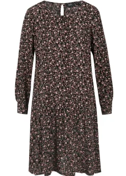 bonprix bonprix Vestidos>Vestido de viscosa fluida Negro con flores
