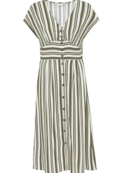 bonprix bonprix Vestidos>Vestido estampado Oliva-blanco de rayas