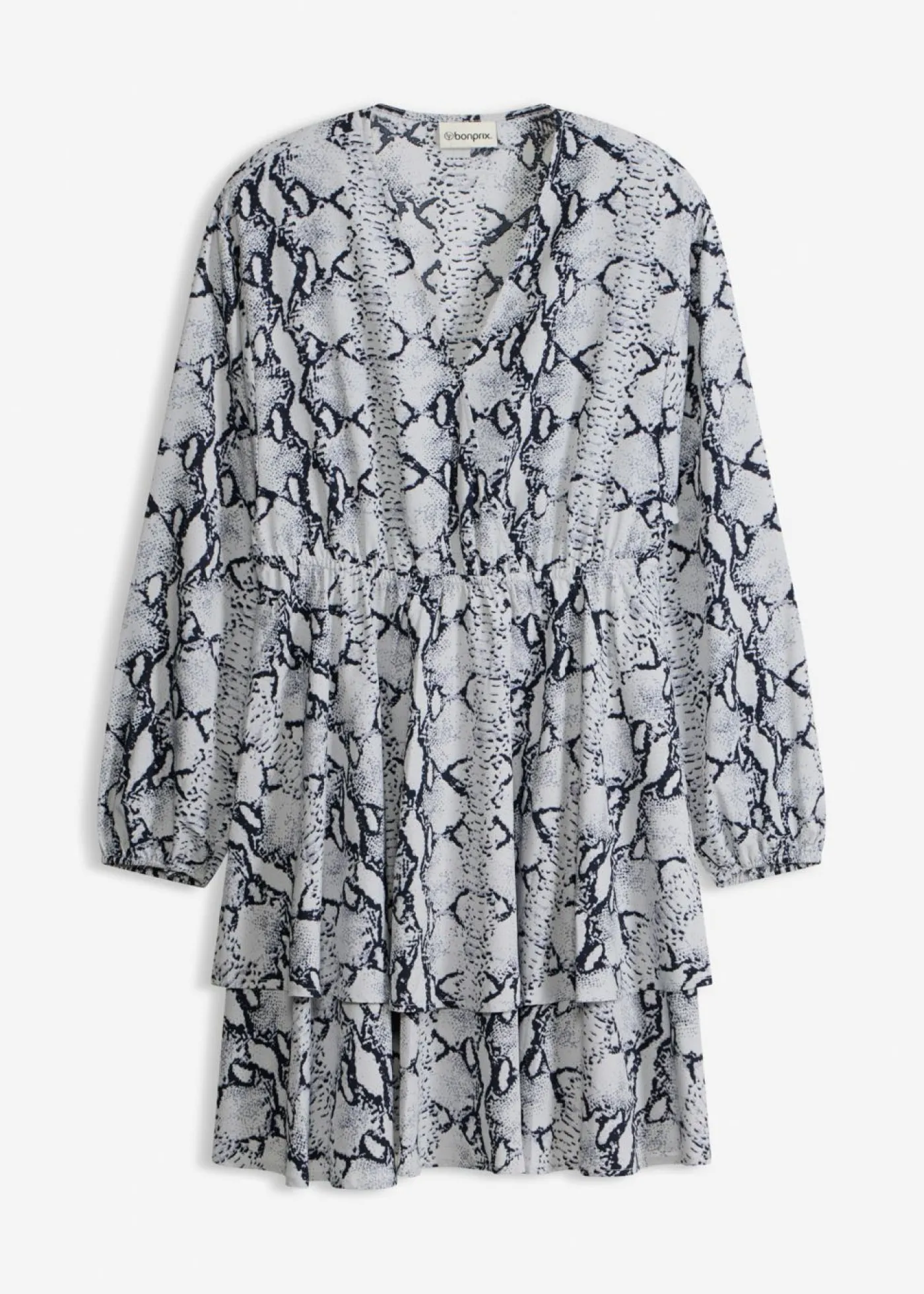 bonprix bonprix Vestidos>Vestido estampado Negro-blanco con estampado de serpiente