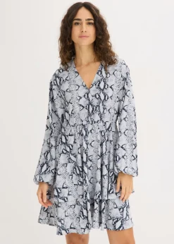 bonprix bonprix Vestidos>Vestido estampado Negro-blanco con estampado de serpiente