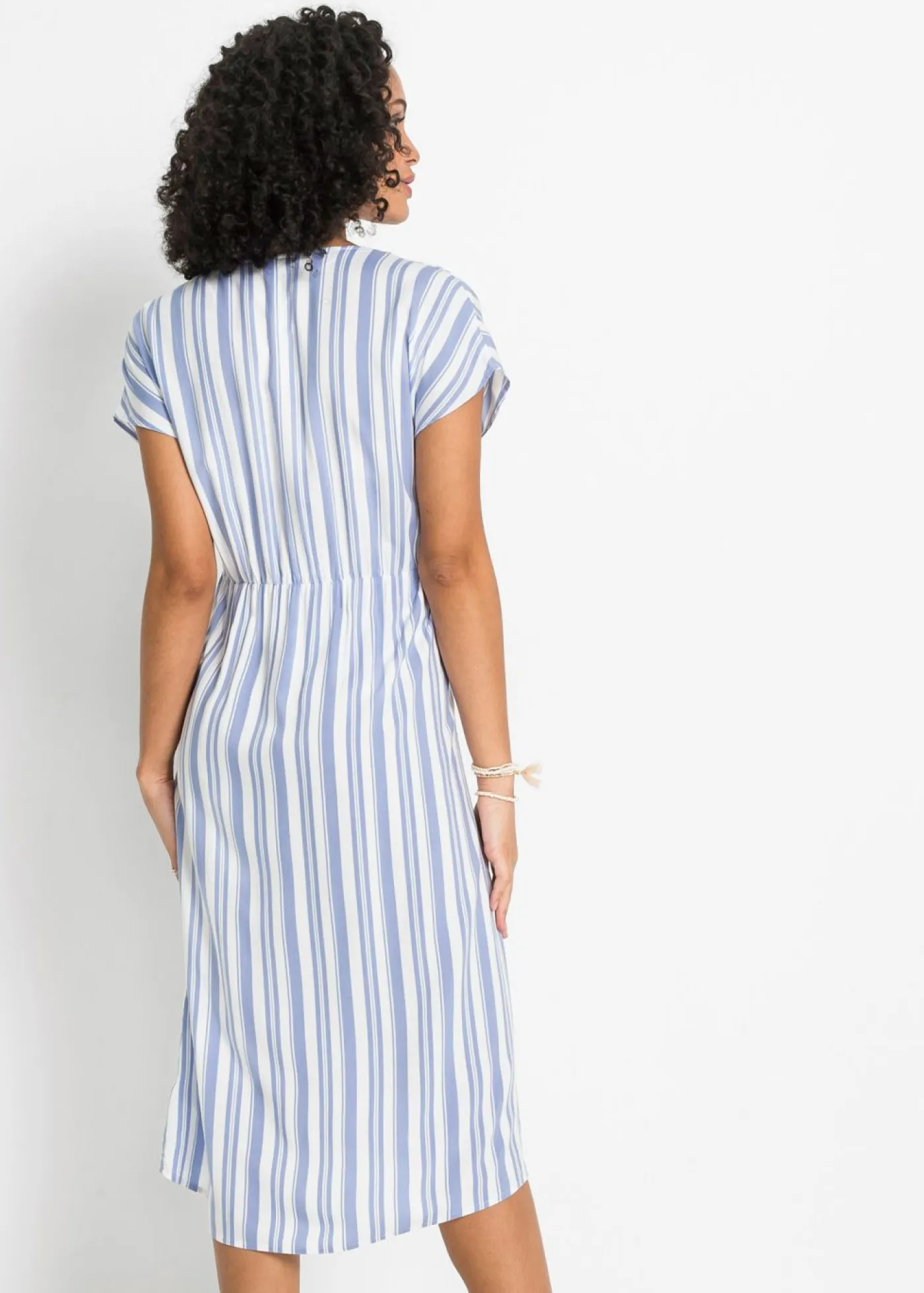 bonprix bonprix Vestidos>Vestido estampado Azul claro-blanco de rayas