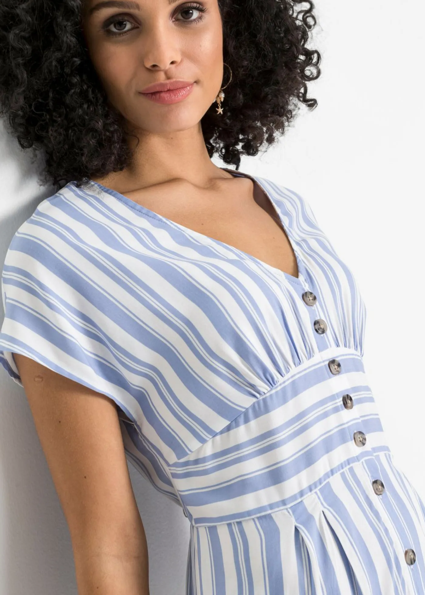 bonprix bonprix Vestidos>Vestido estampado Azul claro-blanco de rayas