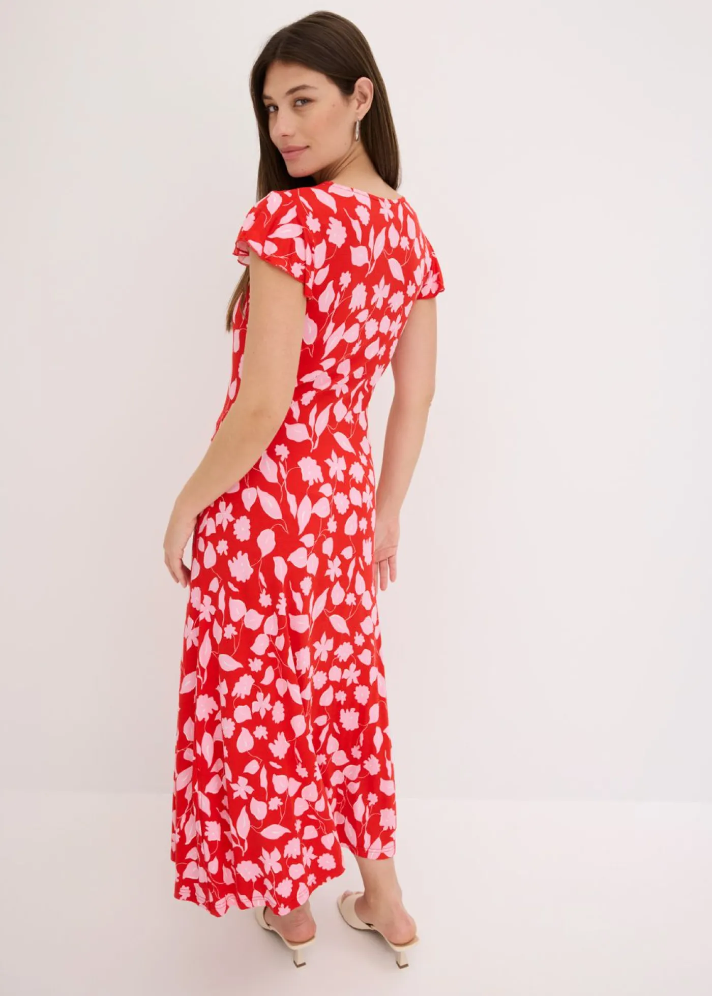 bonprix bonprix Vestidos|Novedades>Vestido estampado de punto de mezcla de viscosa suave Rojo de flores