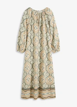 bonprix bonprix Vestidos>Vestido estampado tipo caftán de viscosa fluida Arena
