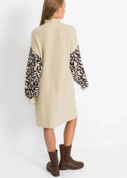 Mujer bonprix bonprix Vestido holgado de punto con estampado de leopardo