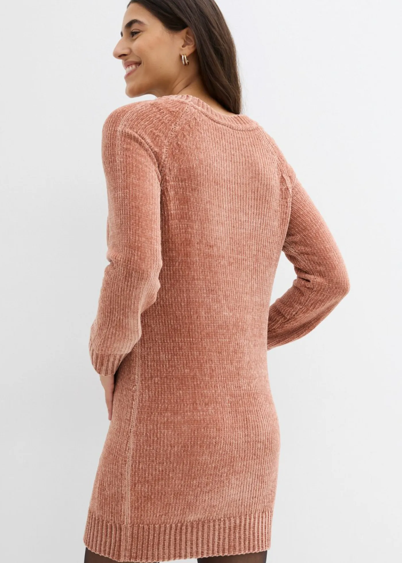 bonprix bonprix Vestidos|Ropa De Punto>Vestido holgado de punto de chenilla Batido de chocolate