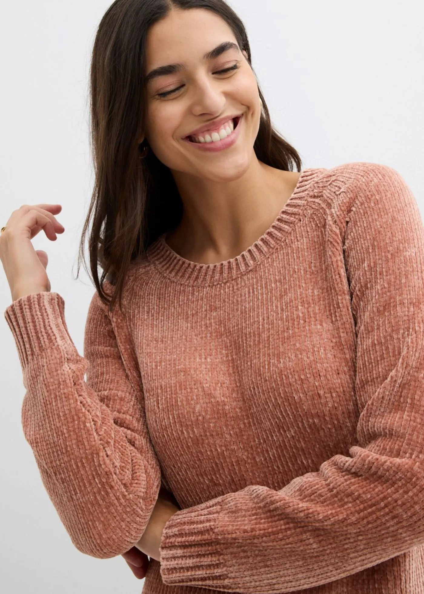 bonprix bonprix Vestidos|Ropa De Punto>Vestido holgado de punto de chenilla Batido de chocolate