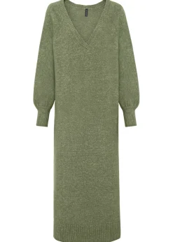 bonprix bonprix Vestidos|Ropa De Punto>Vestido holgado de punto con largo midi Verde oliva oscuro jaspeado