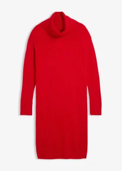 bonprix bonprix Vestidos|Ropa De Punto>Vestido holgado de punto con cuello vuelto rojo lava