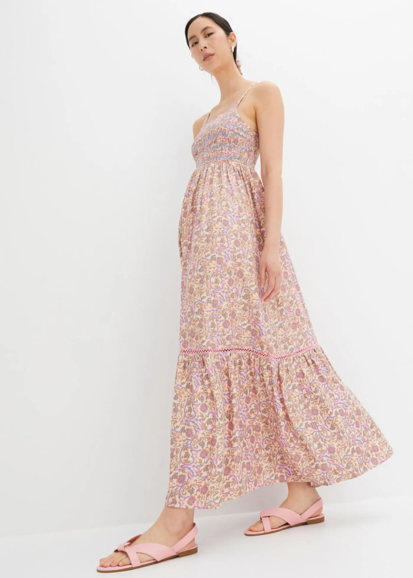 bonprix bonprix Vestidos>Vestido largo beige-rosa brillante-azul cielo-camel