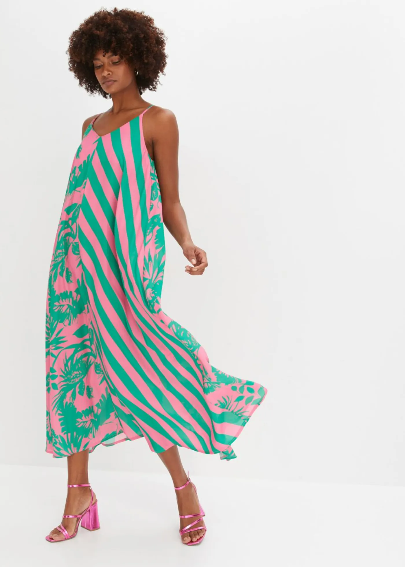 bonprix bonprix Vestidos>Vestido largo rosa caliente/verde